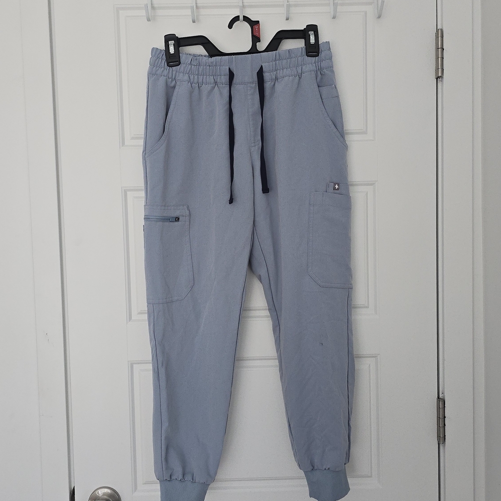 Figs Light Blue Drawstring Cargo Jogger Sweatpants
